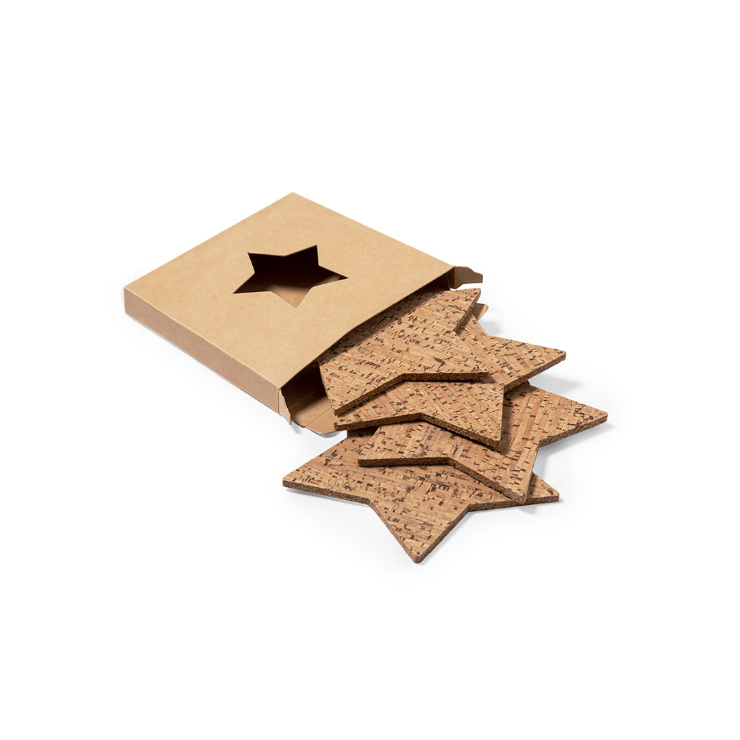 Set bases para copo estrela cortiça