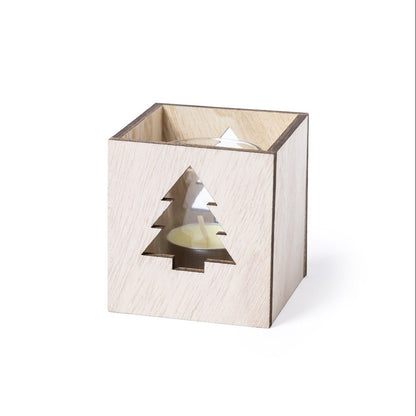 Vela aromática em frasco de vidro com caixa contraplacado