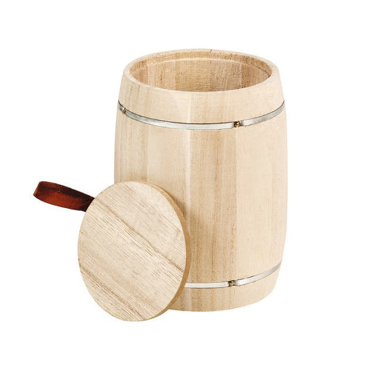 Barril de madera con tapa.