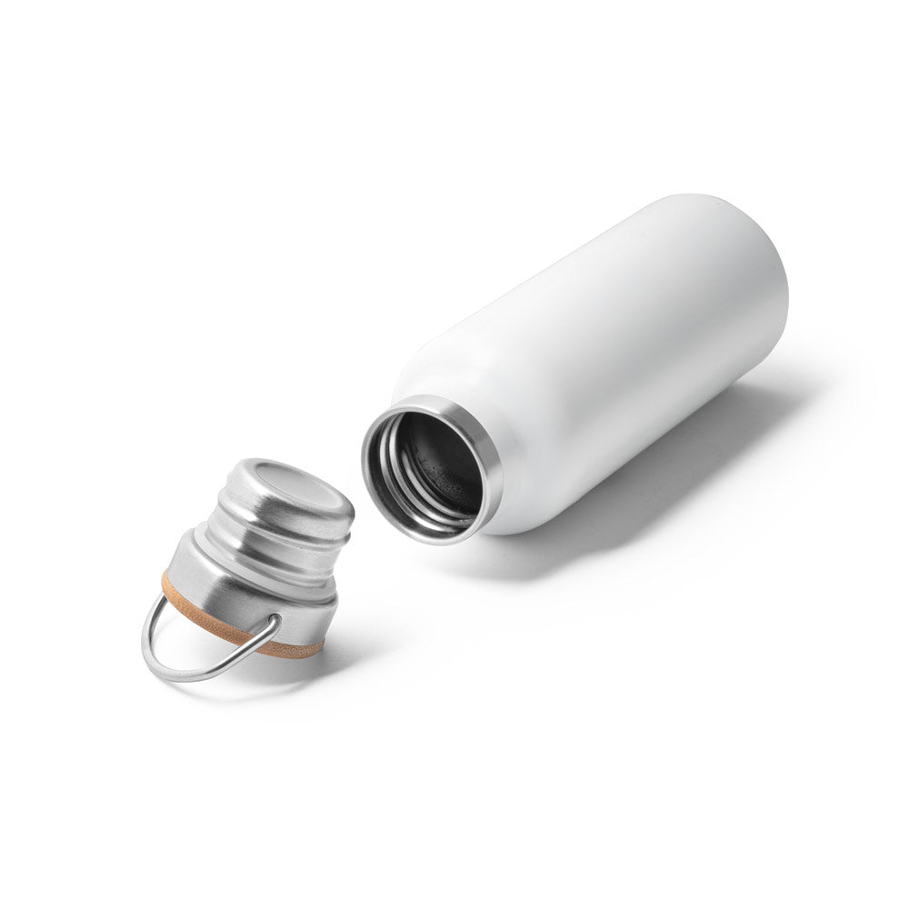 Garrafa aço inox com tampa bambu
